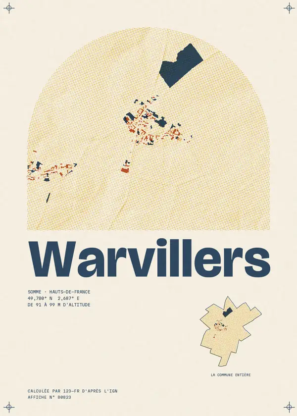 Affiche de Warvillers, calculée par 123-fr d'après l'IGN