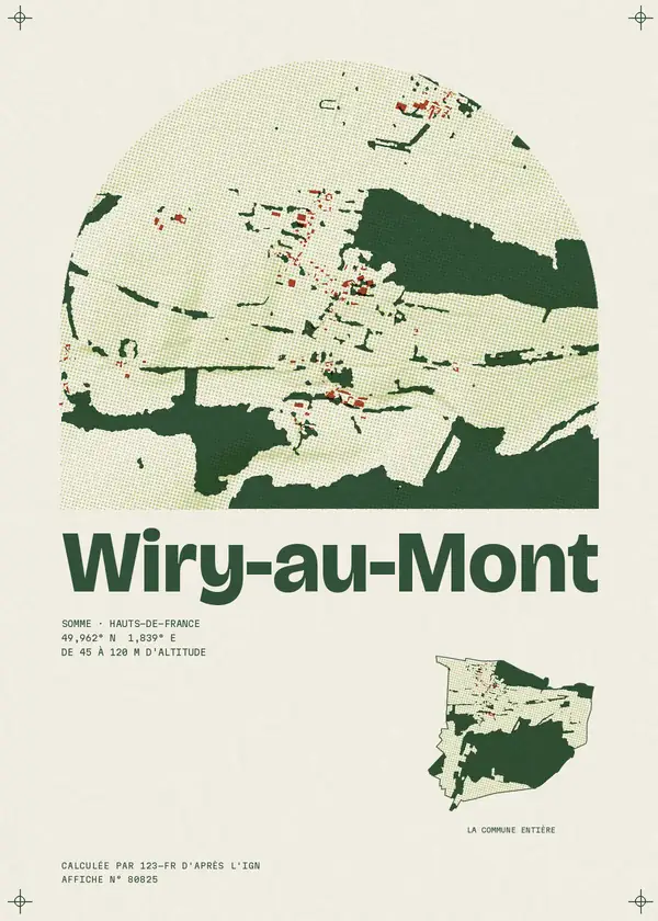 Affiche de Wiry-au-Mont, calculée par 123-fr d'après l'IGN