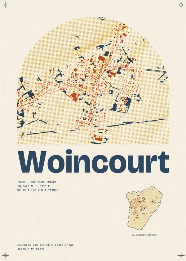 Affiche de Woincourt, calculée par 123-fr d'après l'IGN
