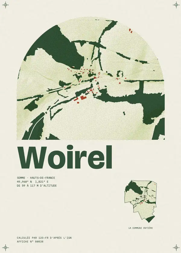 Affiche de Woirel, calculée par 123-fr d'après l'IGN