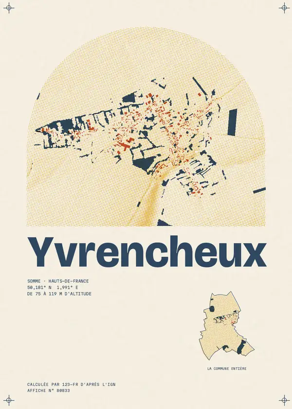 Affiche de Yvrencheux, calculée par 123-fr d'après l'IGN