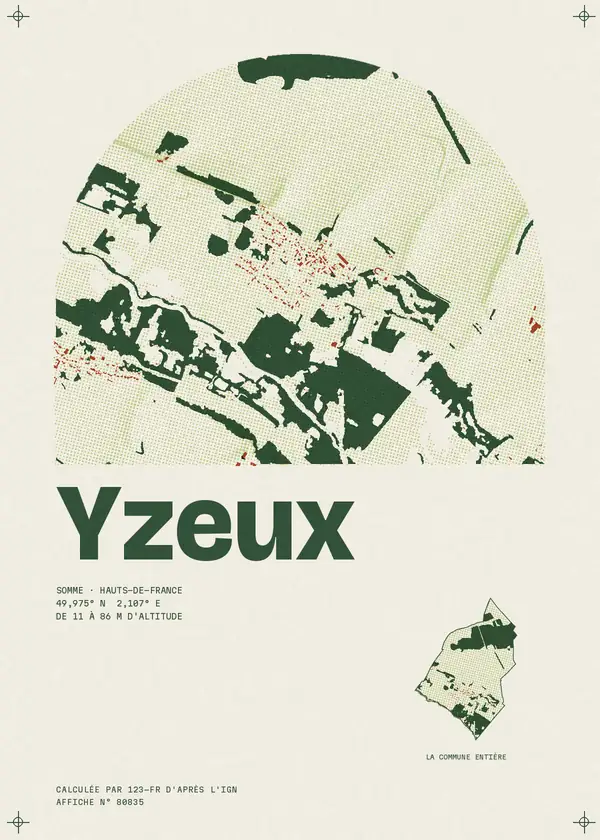 Affiche de Yzeux, calculée par 123-fr d'après l'IGN