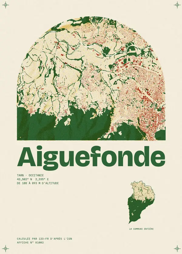 Affiche de Aiguefonde, calculée par 123-fr d'après l'IGN