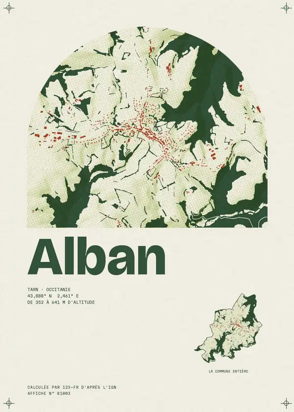 Affiche de Alban, calculée par 123-fr d'après l'IGN