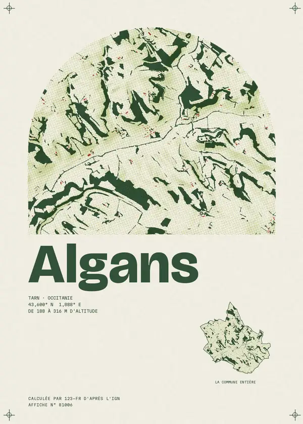 Affiche de Algans, calculée par 123-fr d'après l'IGN