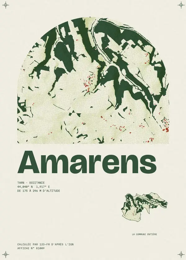 Affiche de Amarens, calculée par 123-fr d'après l'IGN