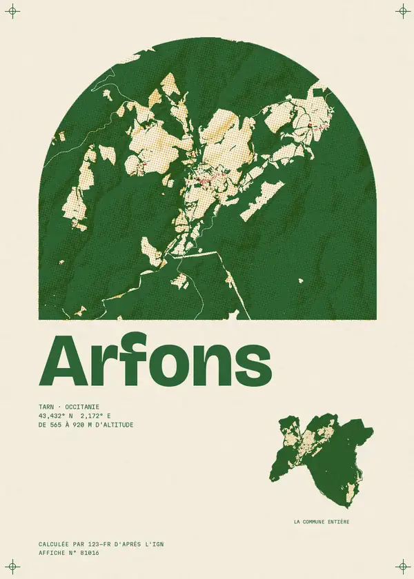 Affiche de Arfons, calculée par 123-fr d'après l'IGN