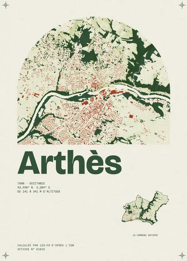 Affiche de Arthès, calculée par 123-fr d'après l'IGN