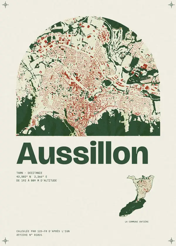 Affiche de Aussillon, calculée par 123-fr d'après l'IGN