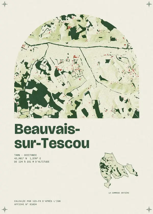 Affiche de Beauvais-sur-Tescou, calculée par 123-fr d'après l'IGN