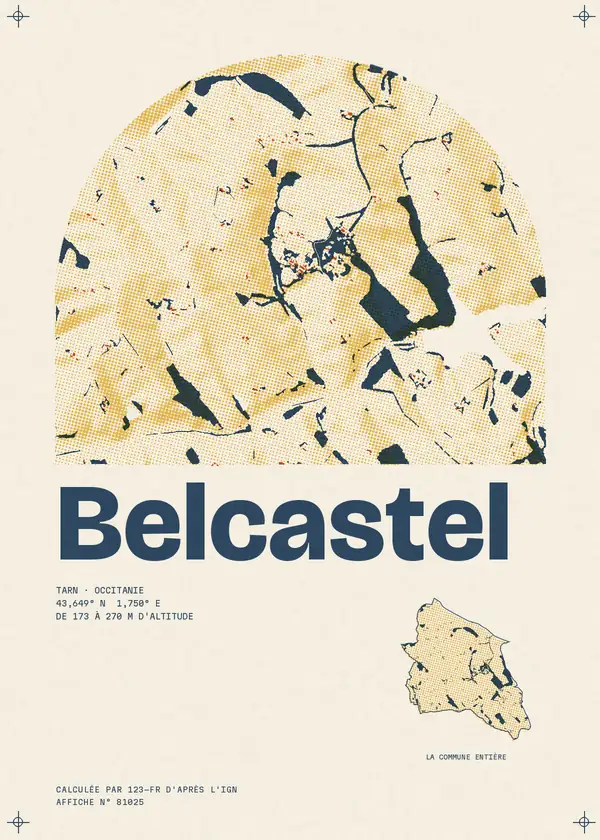 Affiche de Belcastel, calculée par 123-fr d'après l'IGN