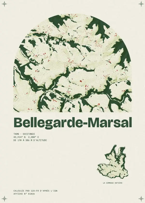 Affiche de Bellegarde-Marsal, calculée par 123-fr d'après l'IGN