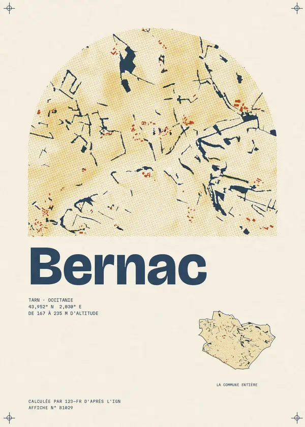 Affiche de Bernac, calculée par 123-fr d'après l'IGN