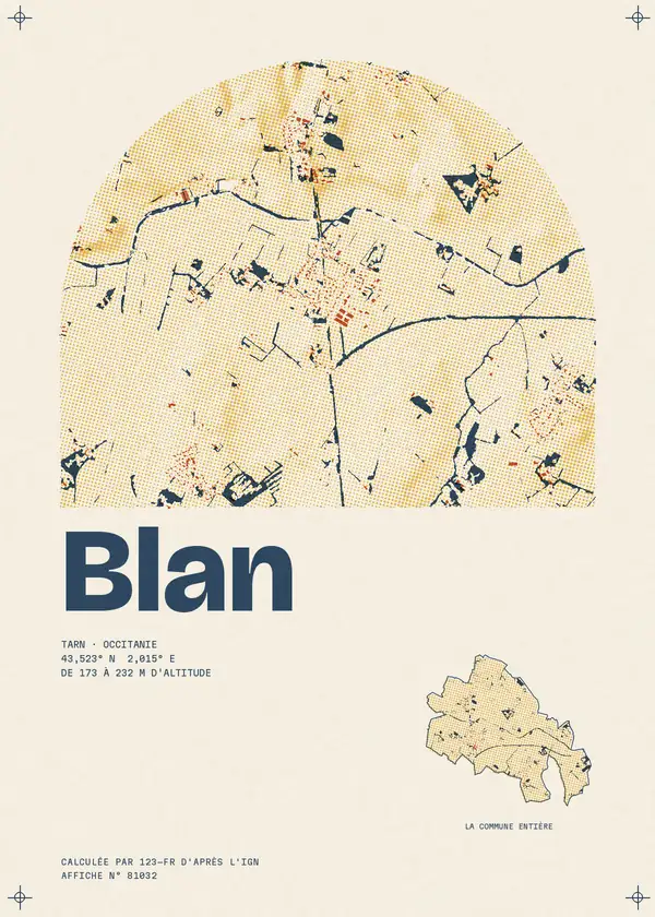 Affiche de Blan, calculée par 123-fr d'après l'IGN