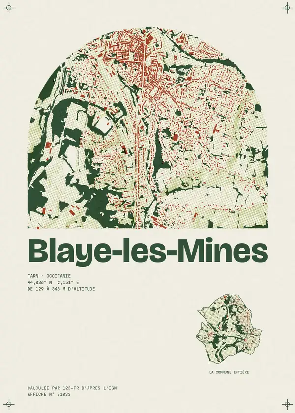 Affiche de Blaye-les-Mines, calculée par 123-fr d'après l'IGN
