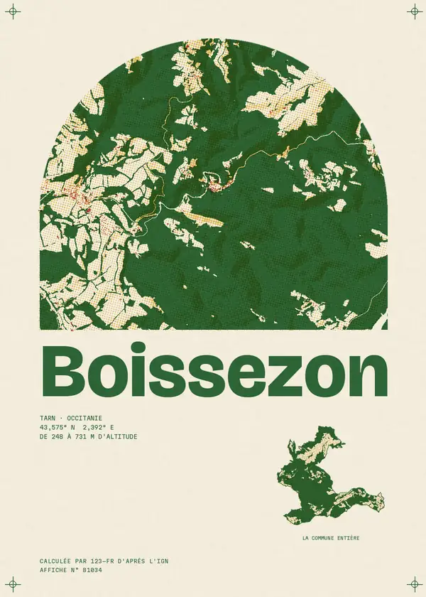 Affiche de Boissezon, calculée par 123-fr d'après l'IGN