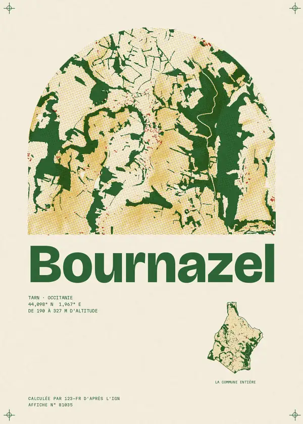 Affiche de Bournazel, calculée par 123-fr d'après l'IGN