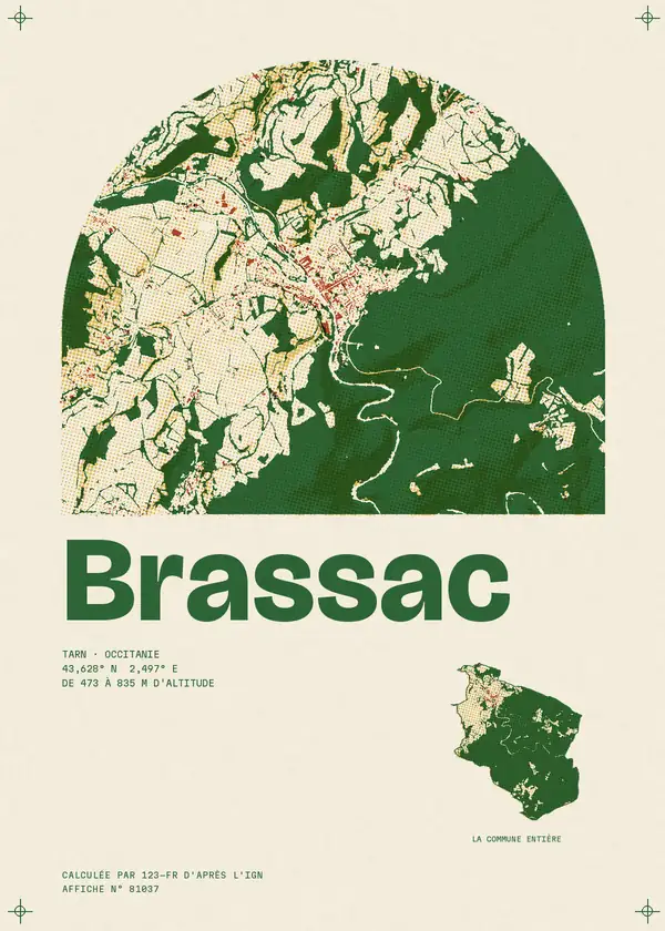 Affiche de Brassac, calculée par 123-fr d'après l'IGN