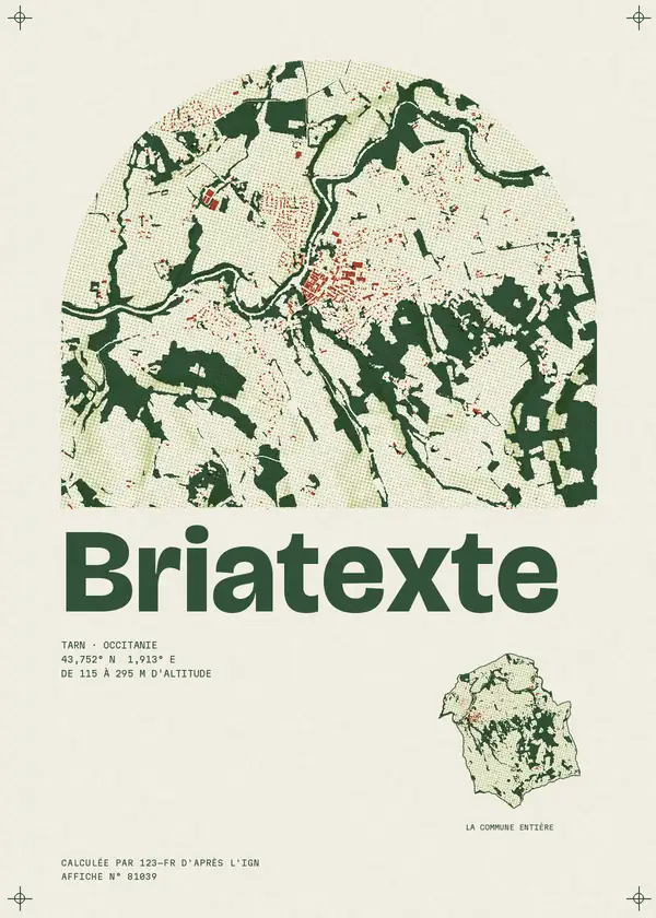 Affiche de Briatexte, calculée par 123-fr d'après l'IGN