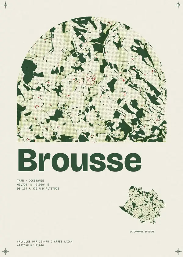 Affiche de Brousse, calculée par 123-fr d'après l'IGN