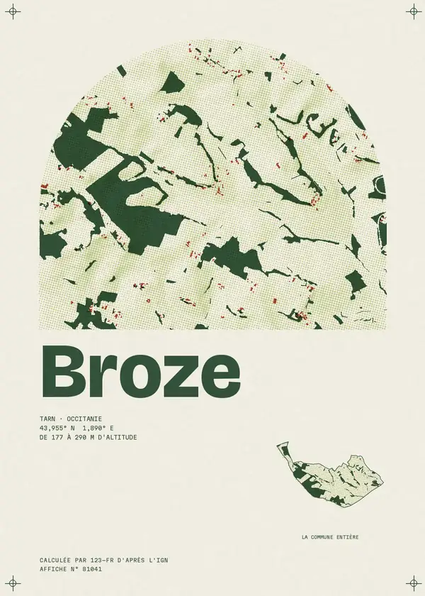 Affiche de Broze, calculée par 123-fr d'après l'IGN
