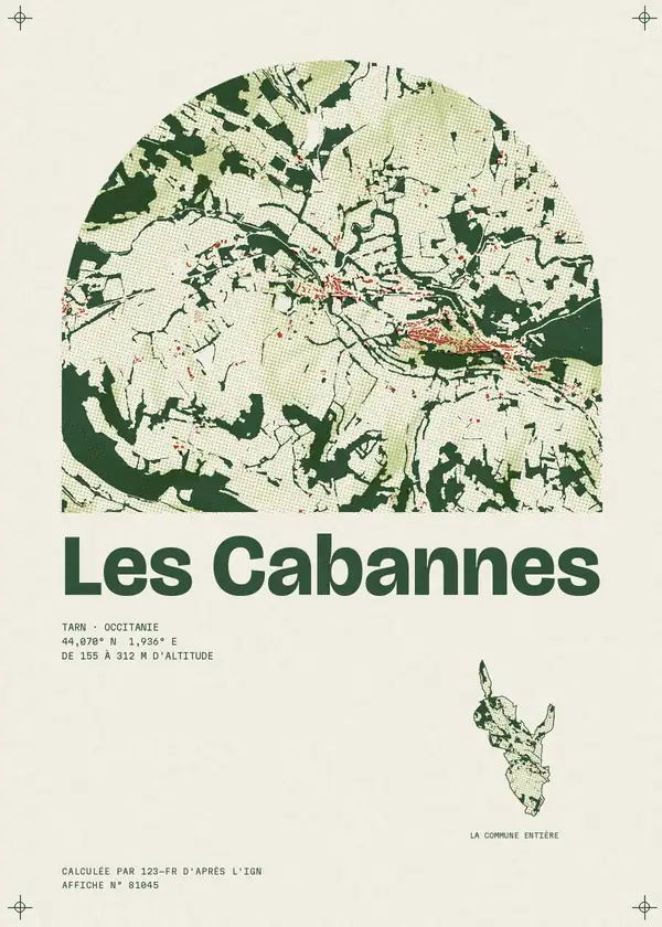 Affiche de Les Cabannes, calculée par 123-fr d'après l'IGN