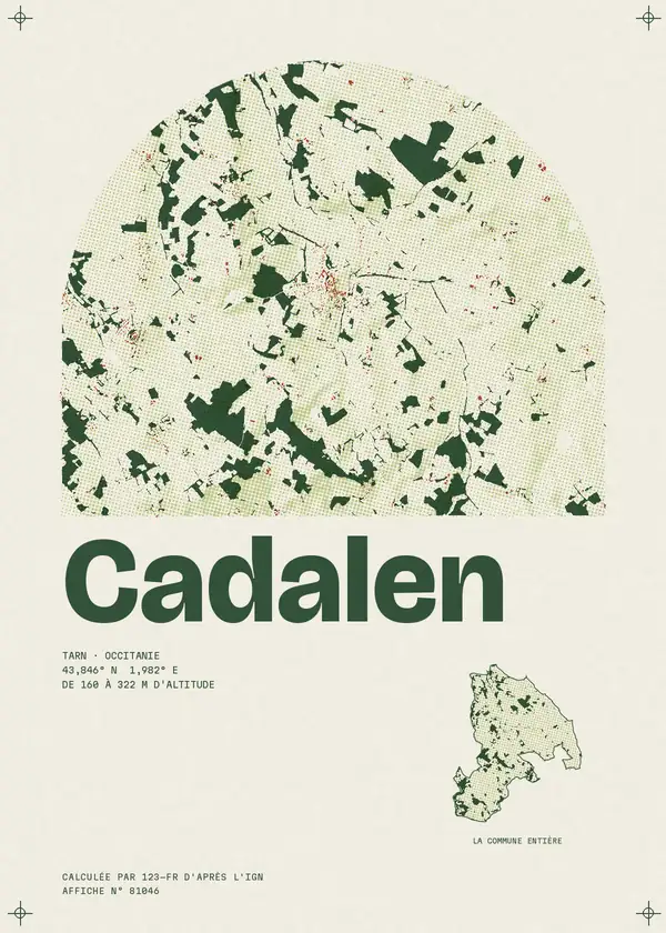 Affiche de Cadalen, calculée par 123-fr d'après l'IGN