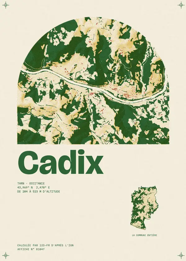 Affiche de Cadix, calculée par 123-fr d'après l'IGN