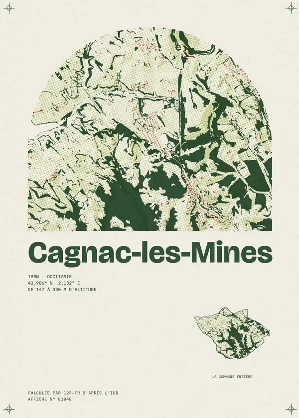 Affiche de Cagnac-les-Mines, calculée par 123-fr d'après l'IGN