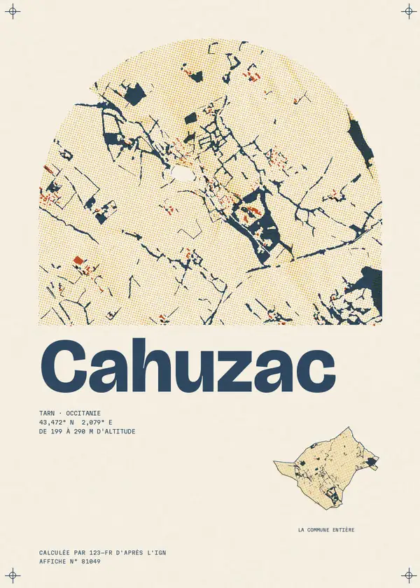 Affiche de Cahuzac, calculée par 123-fr d'après l'IGN
