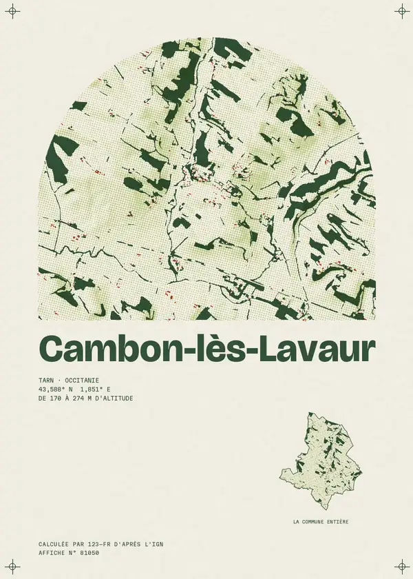 Affiche de Cambon-lès-Lavaur, calculée par 123-fr d'après l'IGN