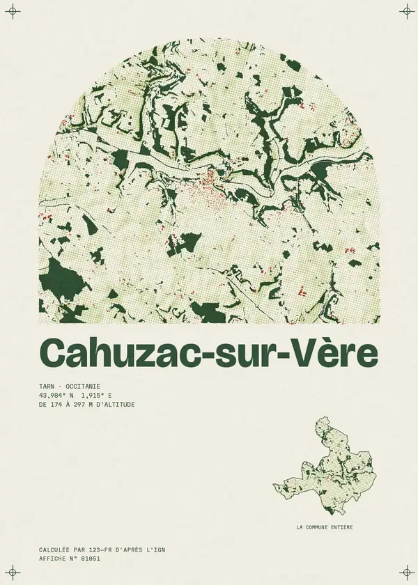 Affiche de Cahuzac-sur-Vère, calculée par 123-fr d'après l'IGN
