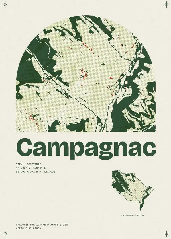 Affiche de Campagnac, calculée par 123-fr d'après l'IGN
