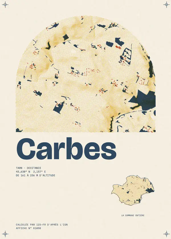 Affiche de Carbes, calculée par 123-fr d'après l'IGN