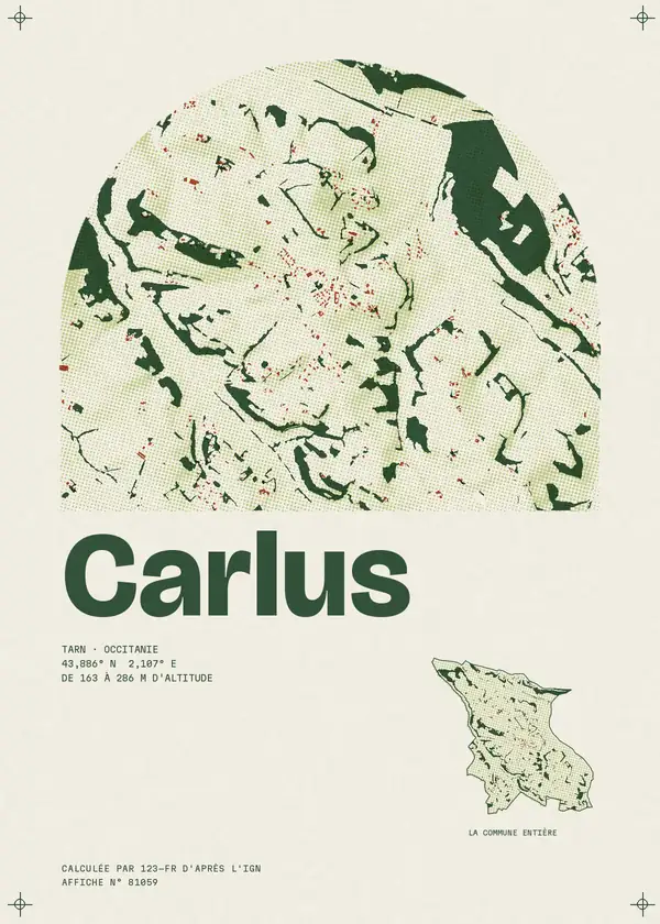 Affiche de Carlus, calculée par 123-fr d'après l'IGN
