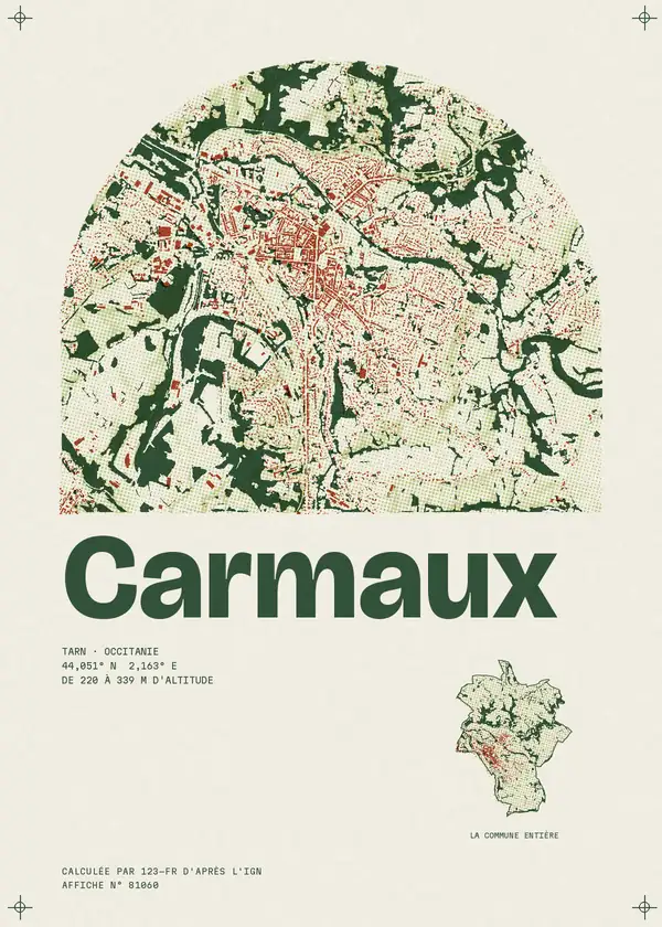 Affiche de Carmaux, calculée par 123-fr d'après l'IGN
