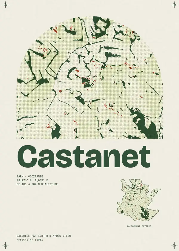 Affiche de Castanet, calculée par 123-fr d'après l'IGN