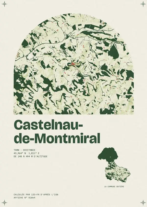 Affiche de Castelnau-de-Montmiral, calculée par 123-fr d'après l'IGN