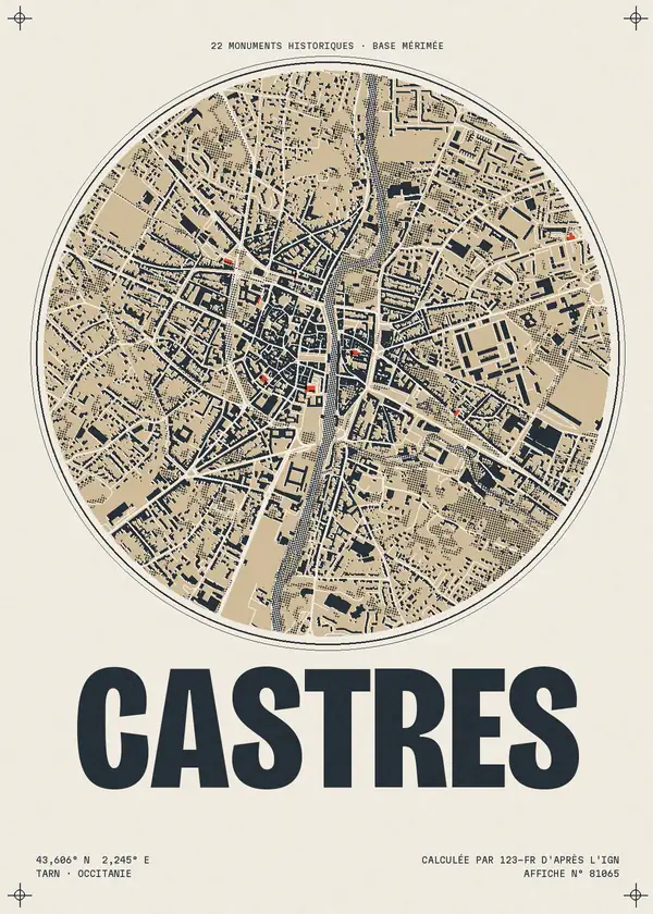 Affiche de Castres, calculée par 123-fr d'après l'IGN