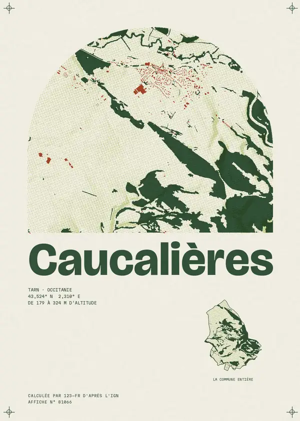 Affiche de Caucalières, calculée par 123-fr d'après l'IGN