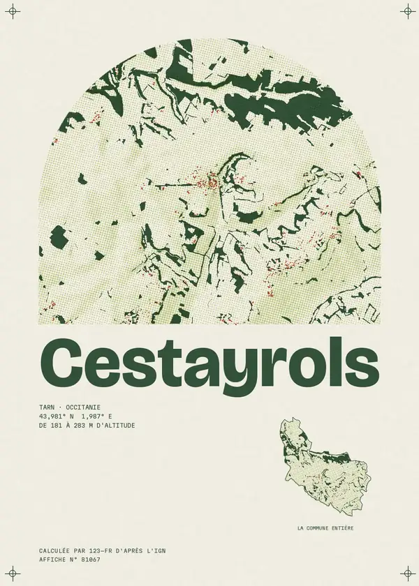Affiche de Cestayrols, calculée par 123-fr d'après l'IGN