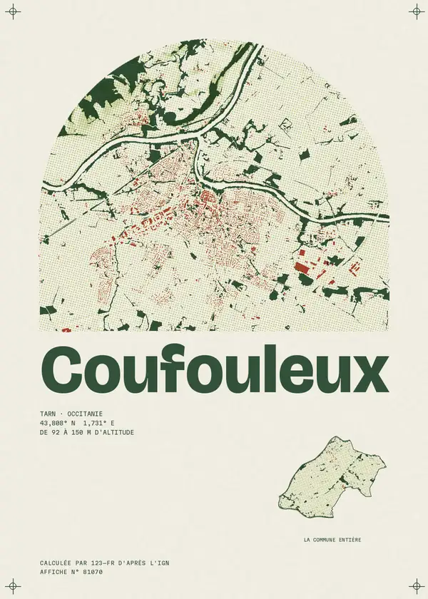 Affiche de Coufouleux, calculée par 123-fr d'après l'IGN