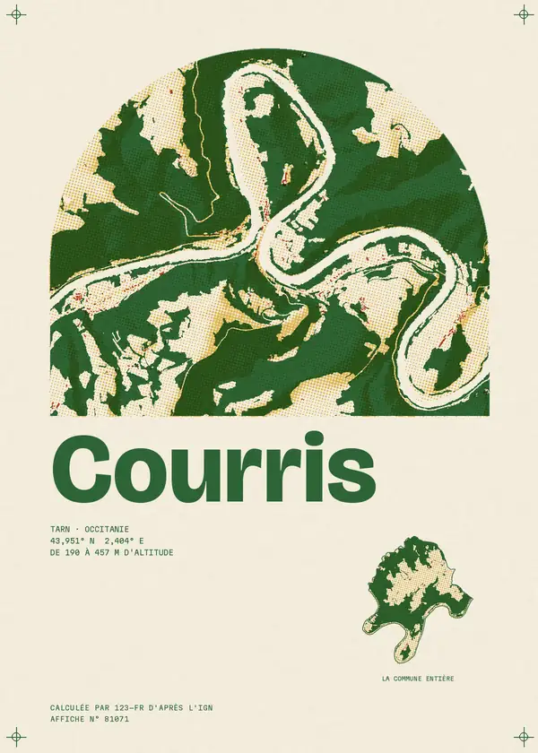 Affiche de Courris, calculée par 123-fr d'après l'IGN