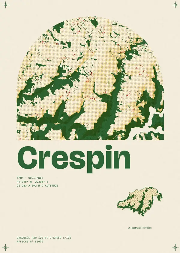 Affiche de Crespin, calculée par 123-fr d'après l'IGN