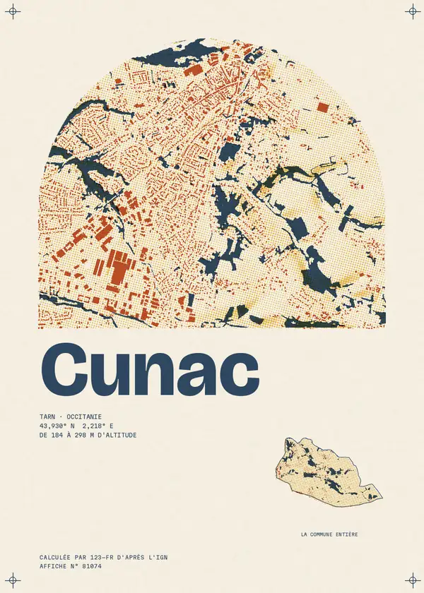 Affiche de Cunac, calculée par 123-fr d'après l'IGN