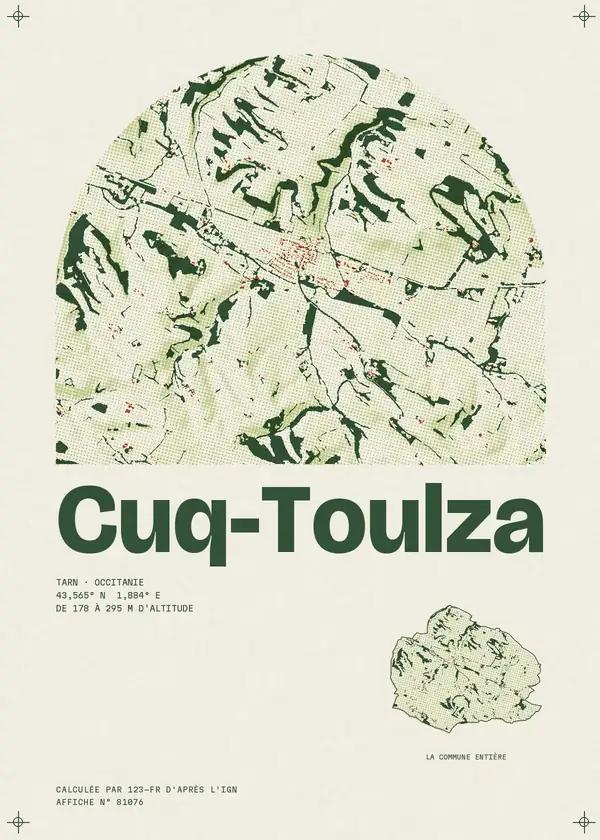 Affiche de Cuq-Toulza, calculée par 123-fr d'après l'IGN