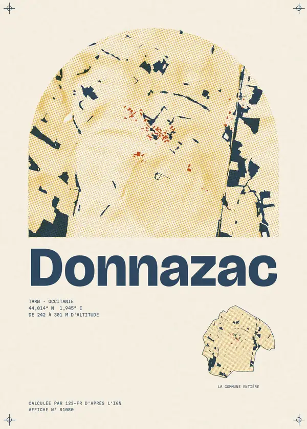 Affiche de Donnazac, calculée par 123-fr d'après l'IGN