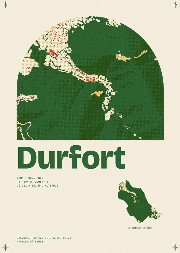 Affiche de Durfort, calculée par 123-fr d'après l'IGN
