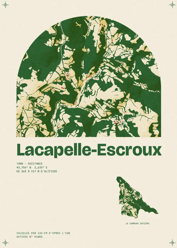 Affiche de Lacapelle-Escroux, calculée par 123-fr d'après l'IGN