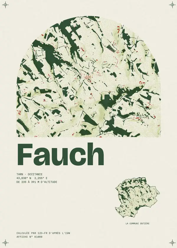 Affiche de Fauch, calculée par 123-fr d'après l'IGN